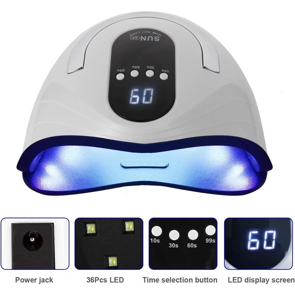 UV LED Nail Lamp 120W High Power Nail Dryer for Gel Nail Polish with 4 Timer Set